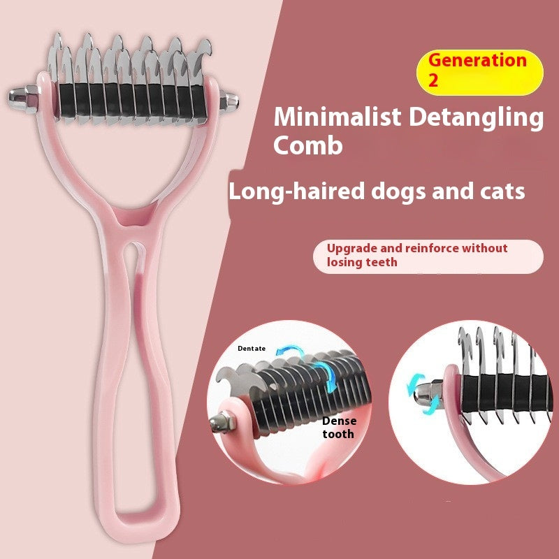 KFX-8597565 Double-Sided Pet Comb for Dogs and Cats - Shedding and Knot Removal Grooming Tool in Various Colors
