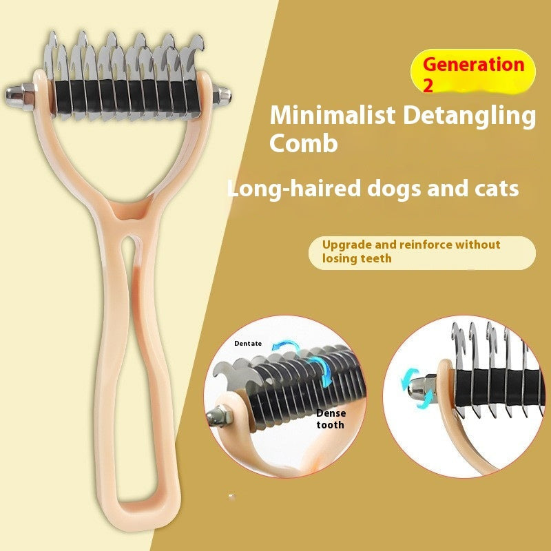 KFX-8597565 Double-Sided Pet Comb for Dogs and Cats - Shedding and Knot Removal Grooming Tool in Various Colors