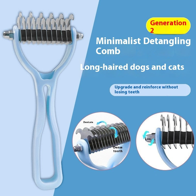 KFX-8597565 Double-Sided Pet Comb for Dogs and Cats - Shedding and Knot Removal Grooming Tool in Various Colors