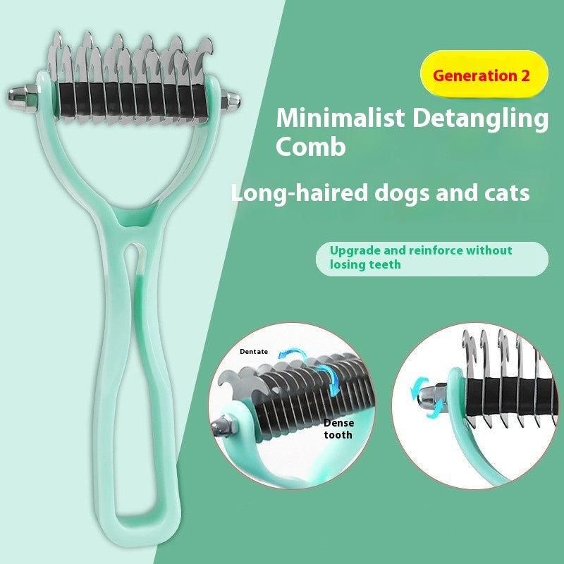 KFX-8597565 Double-Sided Pet Comb for Dogs and Cats - Shedding and Knot Removal Grooming Tool in Various Colors