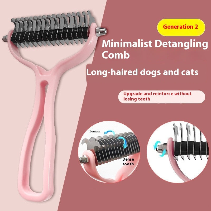 KFX-8597565 Double-Sided Pet Comb for Dogs and Cats - Shedding and Knot Removal Grooming Tool in Various Colors
