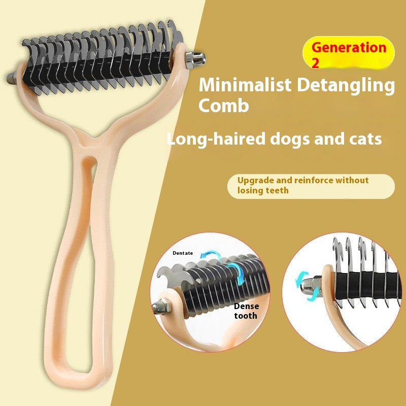 KFX-8597565 Double-Sided Pet Comb for Dogs and Cats - Shedding and Knot Removal Grooming Tool in Various Colors