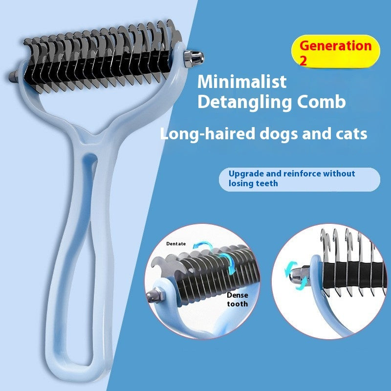KFX-8597565 Double-Sided Pet Comb for Dogs and Cats - Shedding and Knot Removal Grooming Tool in Various Colors