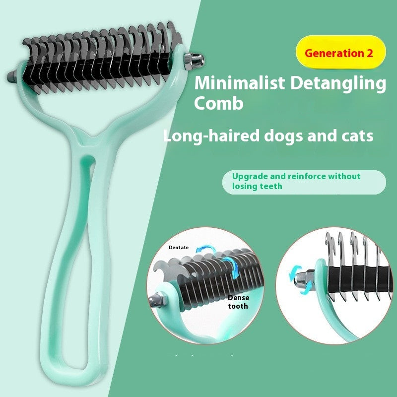 KFX-8597565 Double-Sided Pet Comb for Dogs and Cats - Shedding and Knot Removal Grooming Tool in Various Colors