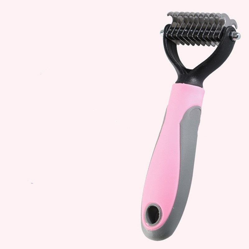 KFX-8597565 Double-Sided Pet Comb for Dogs and Cats - Shedding and Knot Removal Grooming Tool in Various Colors