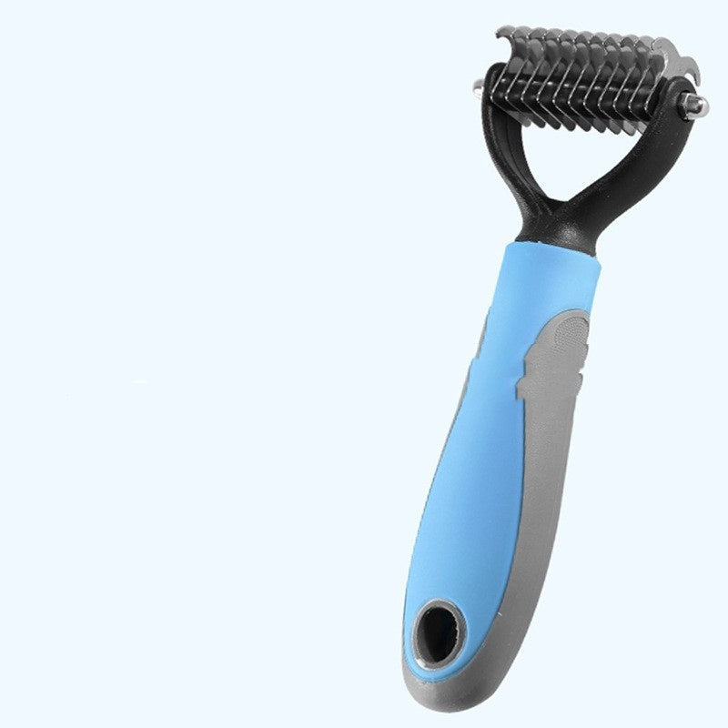 KFX-8597565 Double-Sided Pet Comb for Dogs and Cats - Shedding and Knot Removal Grooming Tool in Various Colors