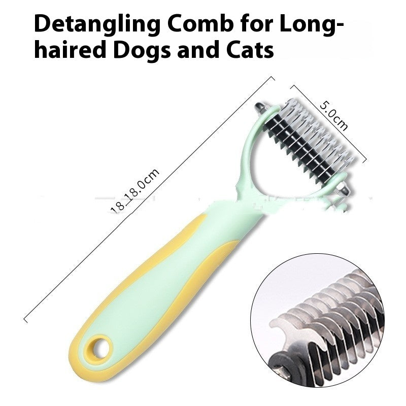 KFX-8597565 Double-Sided Pet Comb for Dogs and Cats - Shedding and Knot Removal Grooming Tool in Various Colors