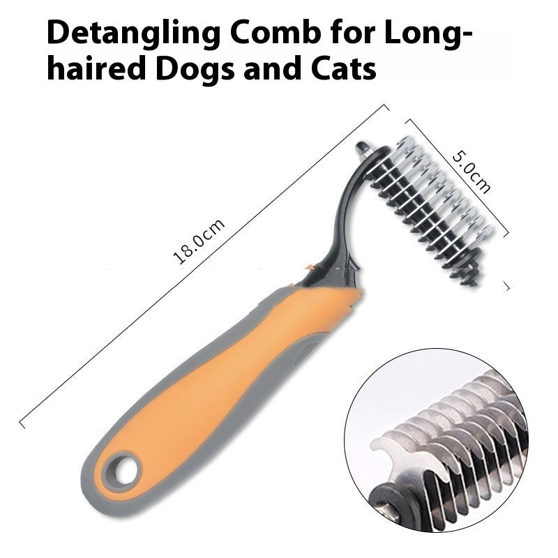 KFX-8597565 Double-Sided Pet Comb for Dogs and Cats - Shedding and Knot Removal Grooming Tool in Various Colors