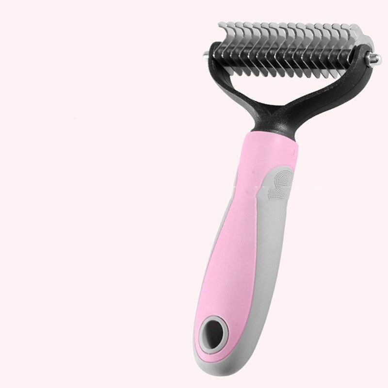KFX-8597565 Double-Sided Pet Comb for Dogs and Cats - Shedding and Knot Removal Grooming Tool in Various Colors