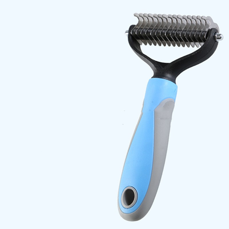 KFX-8597565 Double-Sided Pet Comb for Dogs and Cats - Shedding and Knot Removal Grooming Tool in Various Colors