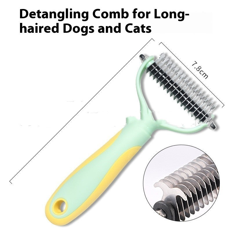 KFX-8597565 Double-Sided Pet Comb for Dogs and Cats - Shedding and Knot Removal Grooming Tool in Various Colors