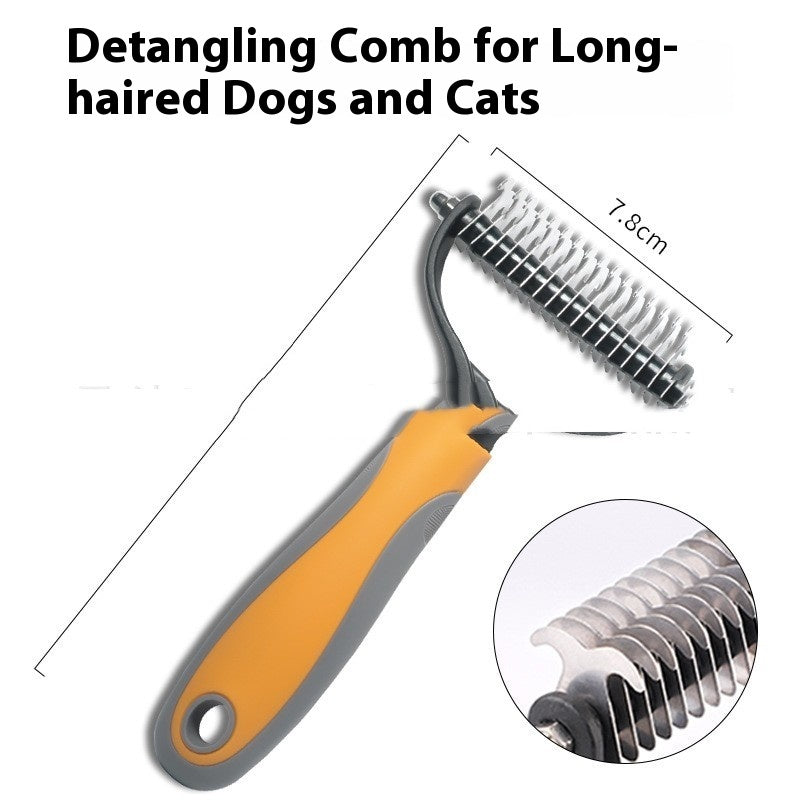 KFX-8597565 Double-Sided Pet Comb for Dogs and Cats - Shedding and Knot Removal Grooming Tool in Various Colors