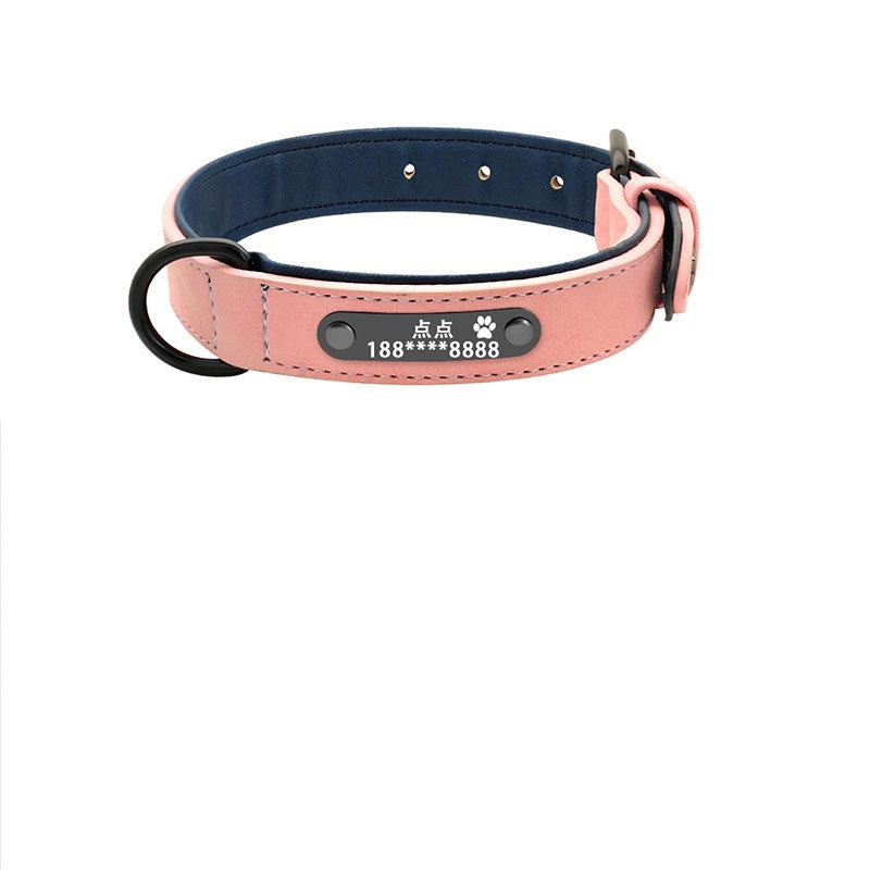 KFX-8597821 Customizable Microfiber Leather and Genuine Leather Dog Collars for Medium to Large Dogs