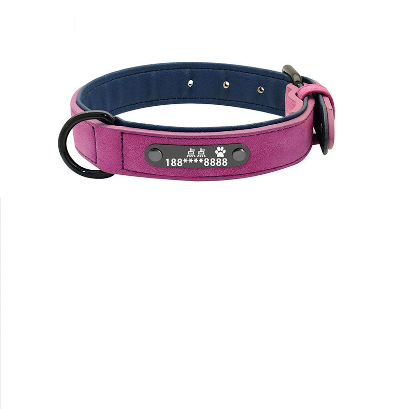 KFX-8597821 Customizable Microfiber Leather and Genuine Leather Dog Collars for Medium to Large Dogs