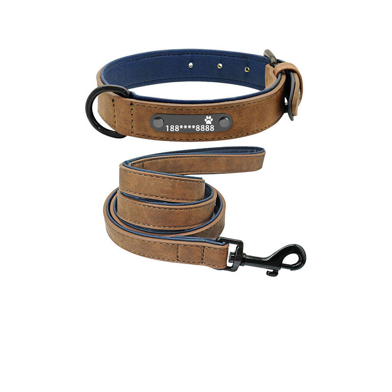 KFX-8597821 Customizable Microfiber Leather and Genuine Leather Dog Collars for Medium to Large Dogs