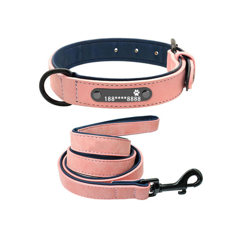 KFX-8597821 Customizable Microfiber Leather and Genuine Leather Dog Collars for Medium to Large Dogs