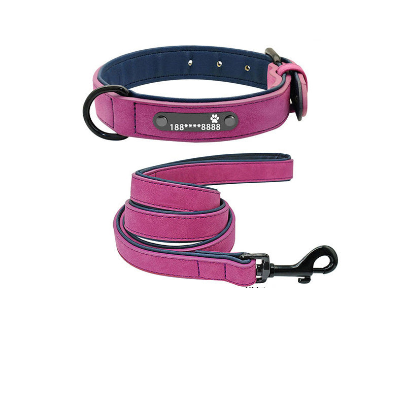 KFX-8597821 Customizable Microfiber Leather and Genuine Leather Dog Collars for Medium to Large Dogs