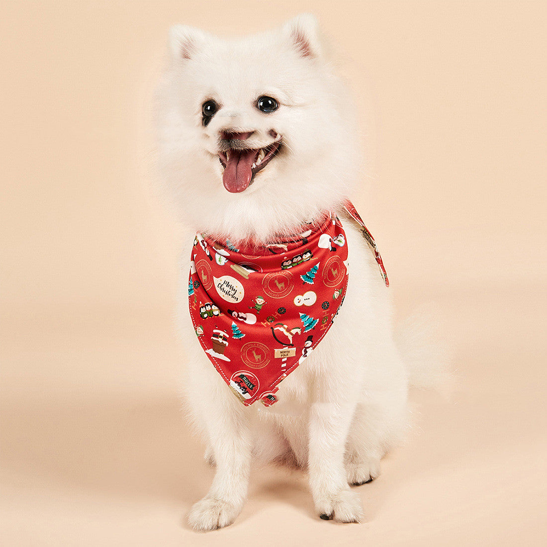 KFX-8599357 Double-Sided Pet Triangle Scarf - Christmas & Dinosaur Designs, Soft Milk Silk Material