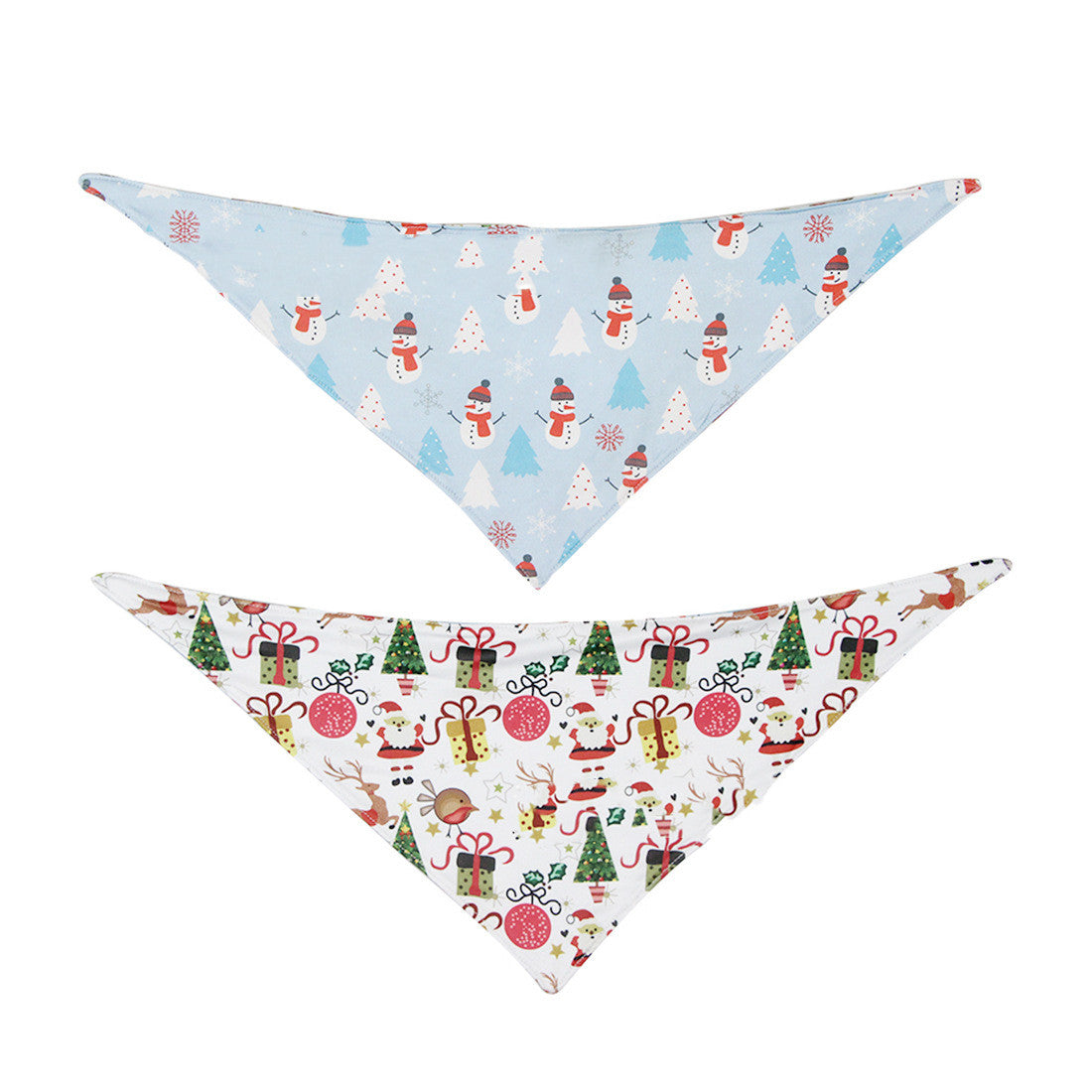 KFX-8599357 Double-Sided Pet Triangle Scarf - Christmas & Dinosaur Designs, Soft Milk Silk Material