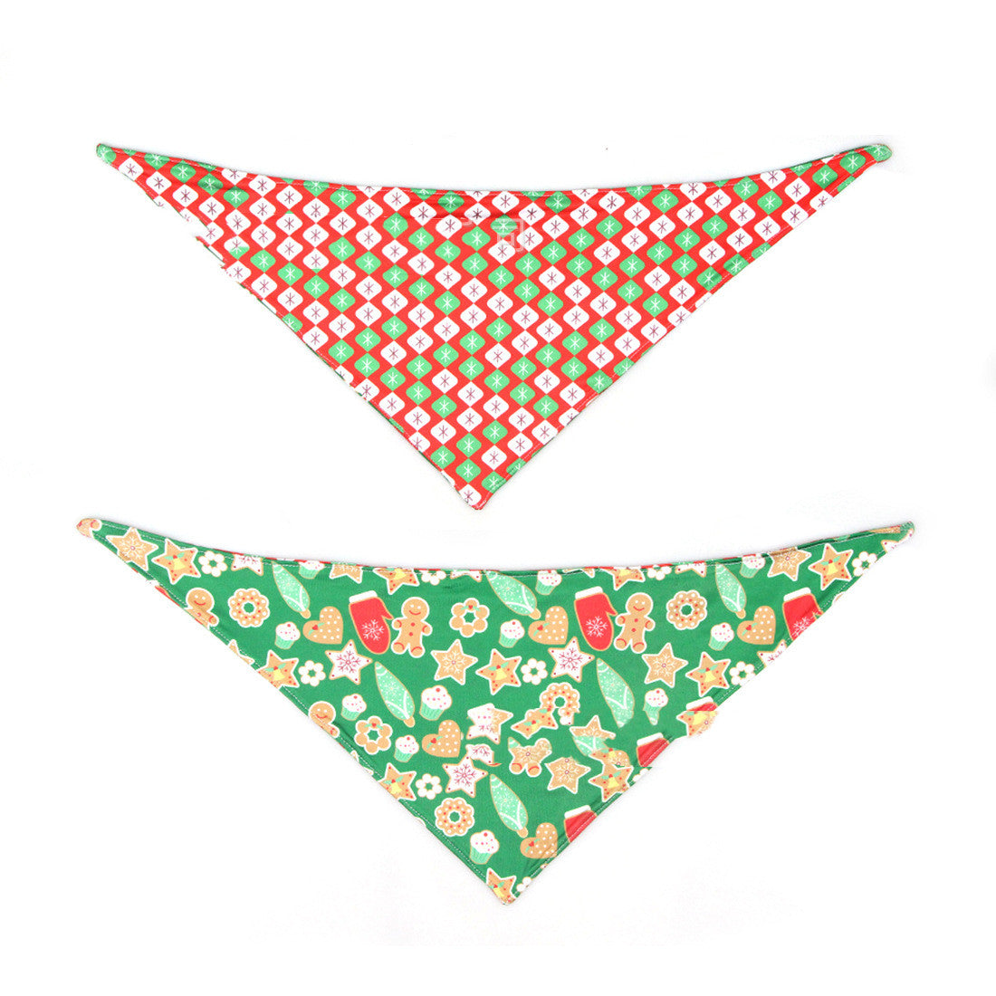 KFX-8599357 Double-Sided Pet Triangle Scarf - Christmas & Dinosaur Designs, Soft Milk Silk Material
