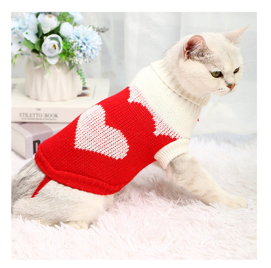 KFX-8599741 Knitted Red Acrylic Sweater for Small and Medium-Sized Dogs and Cats