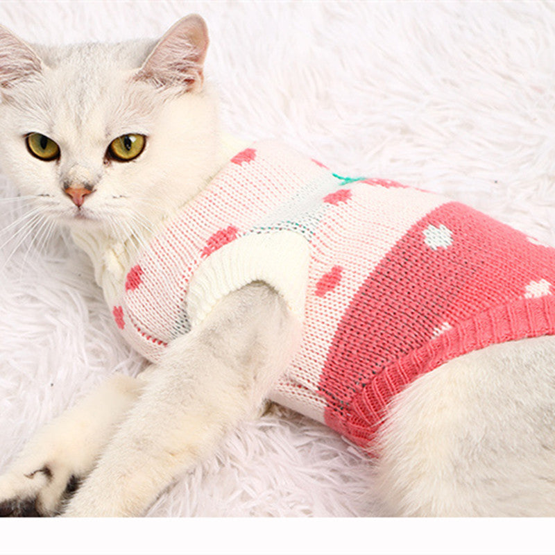 KFX-8599741 Knitted Red Acrylic Sweater for Small and Medium-Sized Dogs and Cats