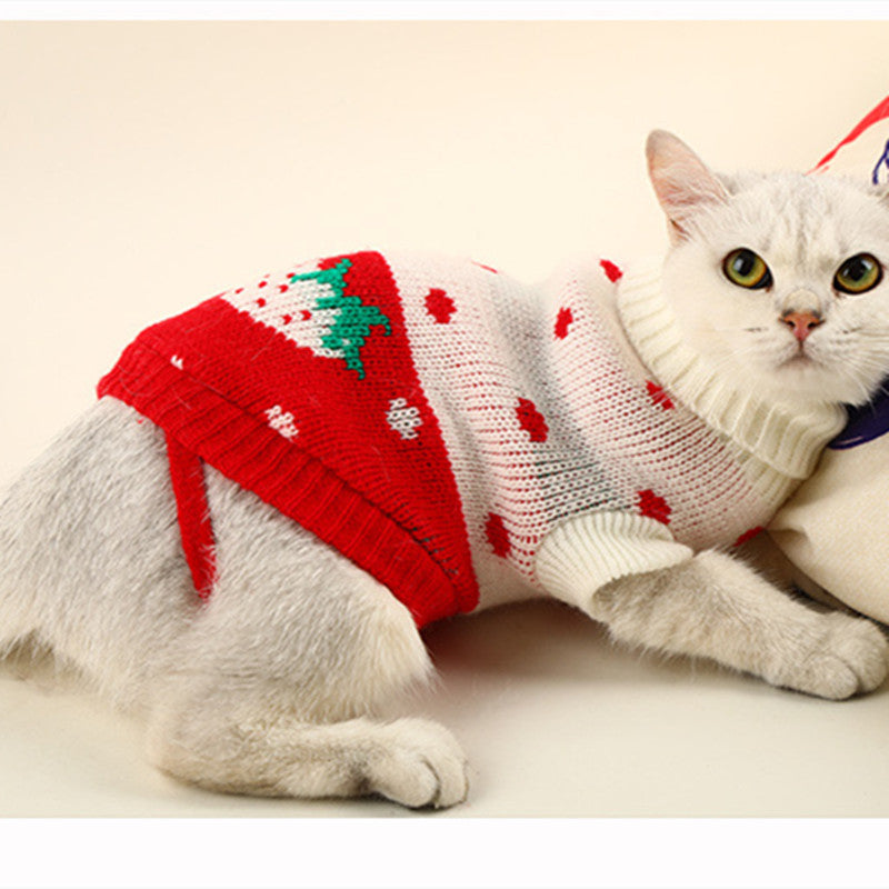 KFX-8599741 Knitted Red Acrylic Sweater for Small and Medium-Sized Dogs and Cats