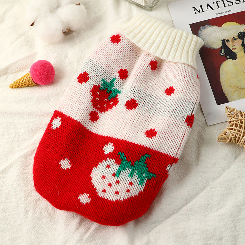 KFX-8599741 Knitted Red Acrylic Sweater for Small and Medium-Sized Dogs and Cats