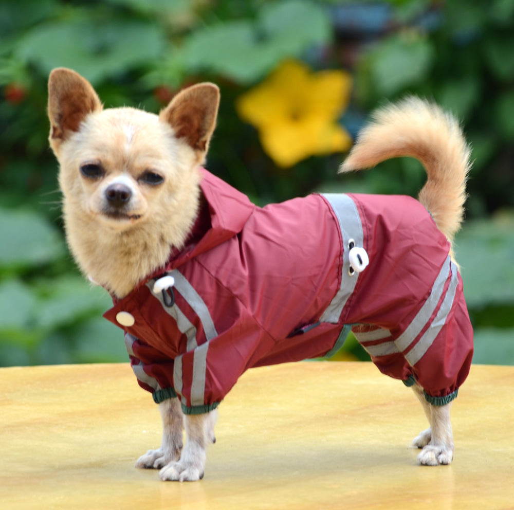 KFX-8600125 Waterproof Dog and Cat Raincoat with Reflective Hoodie, Sizes XS-XXL, Lightweight and Easily Portable