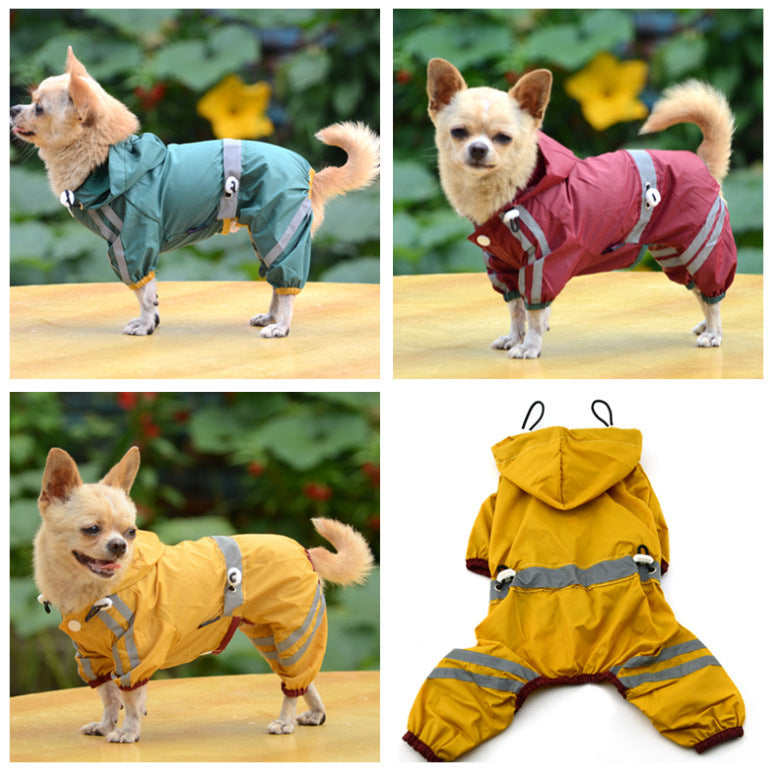 KFX-8600125 Waterproof Dog and Cat Raincoat with Reflective Hoodie, Sizes XS-XXL, Lightweight and Easily Portable