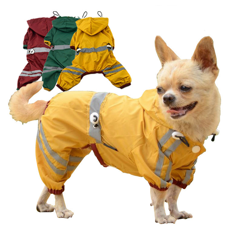 KFX-8600125 Waterproof Dog and Cat Raincoat with Reflective Hoodie, Sizes XS-XXL, Lightweight and Easily Portable
