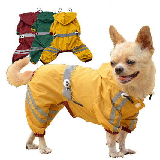 KFX-8600125 Waterproof Dog and Cat Raincoat with Reflective Hoodie, Sizes XS-XXL, Lightweight and Easily Portable