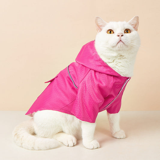 KFX-8602301 Reflective Stripe Raincoat for Cats and Dogs - Various Colors and Sizes Available