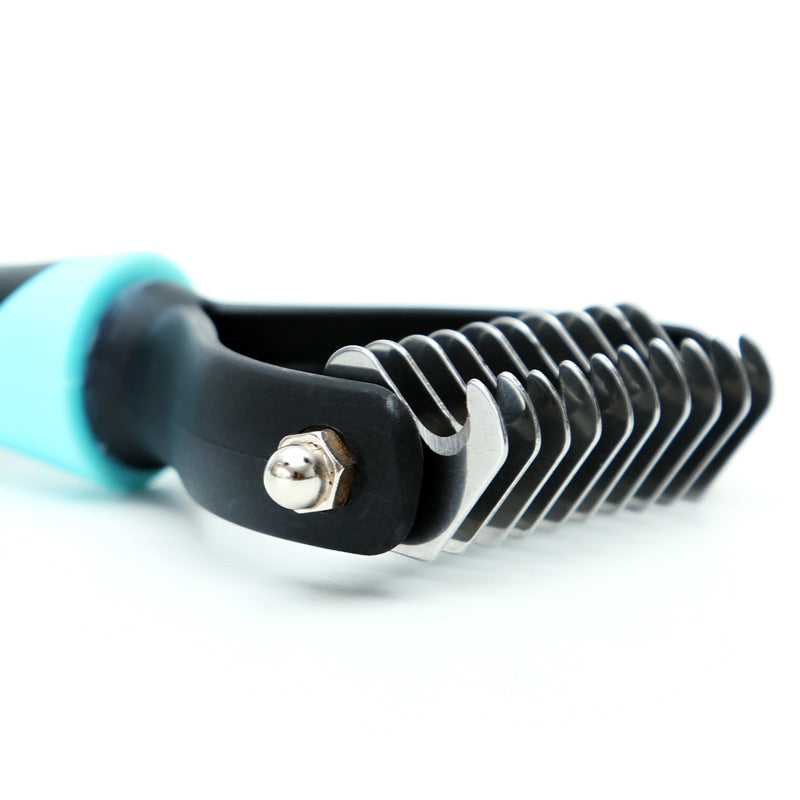 KFX-8603325 Stainless Steel Pet Knotting Knife with Comfort Grip Handle - Blue and Pink Options