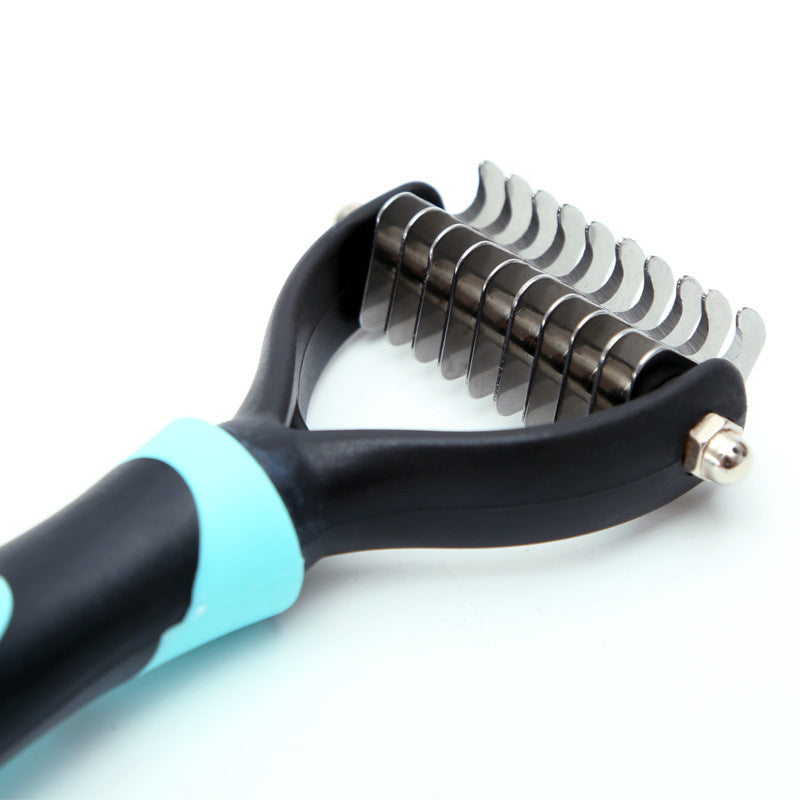 KFX-8603325 Stainless Steel Pet Knotting Knife with Comfort Grip Handle - Blue and Pink Options