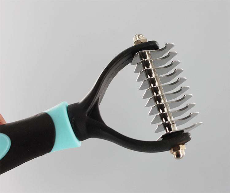 KFX-8603325 Stainless Steel Pet Knotting Knife with Comfort Grip Handle - Blue and Pink Options