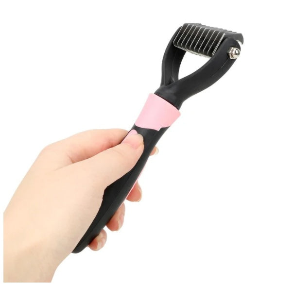 KFX-8603325 Stainless Steel Pet Knotting Knife with Comfort Grip Handle - Blue and Pink Options
