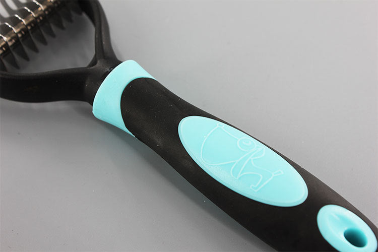 KFX-8603325 Stainless Steel Pet Knotting Knife with Comfort Grip Handle - Blue and Pink Options