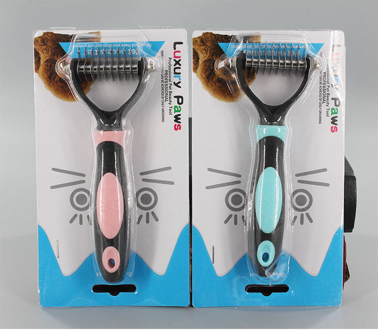 KFX-8603325 Stainless Steel Pet Knotting Knife with Comfort Grip Handle - Blue and Pink Options