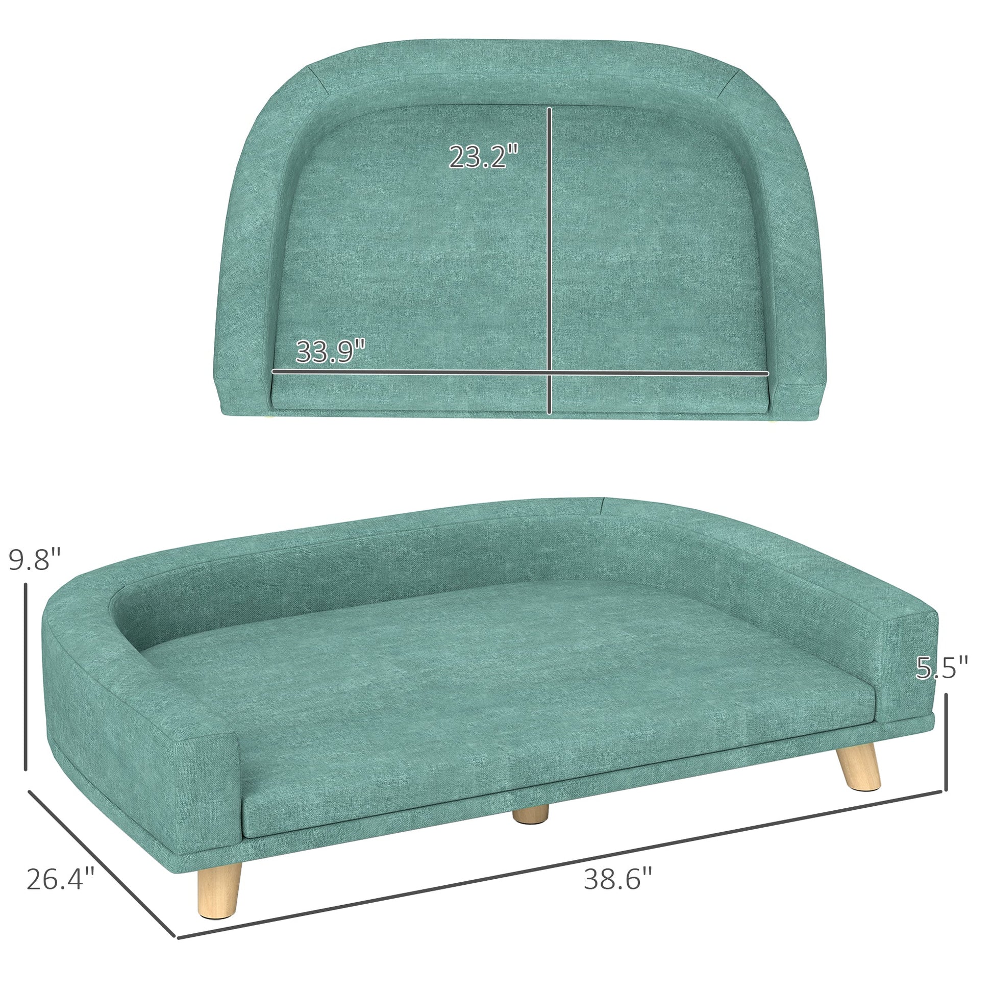 KFX-8606141 Elevated Dog Sofa Bed with Washable Cushion for Large Breeds