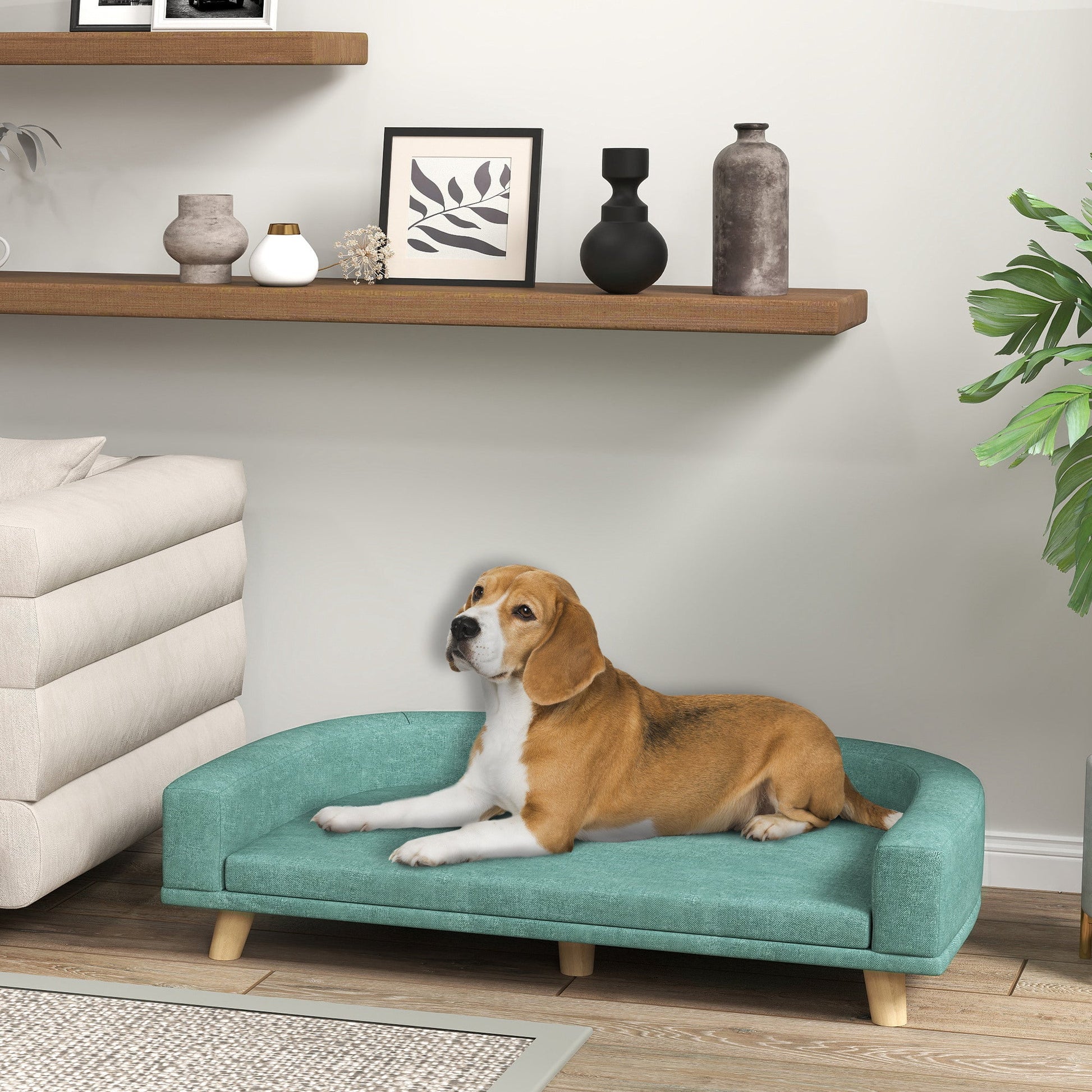 KFX-8606141 Elevated Dog Sofa Bed with Washable Cushion for Large Breeds