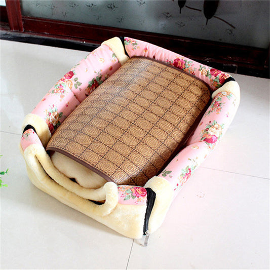 KFX-8607549 Cozy Removable and Washable Thick Cat and Dog Kennel in Floral Design