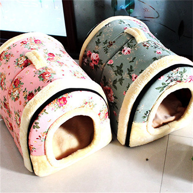 KFX-8607549 Cozy Removable and Washable Thick Cat and Dog Kennel in Floral Design