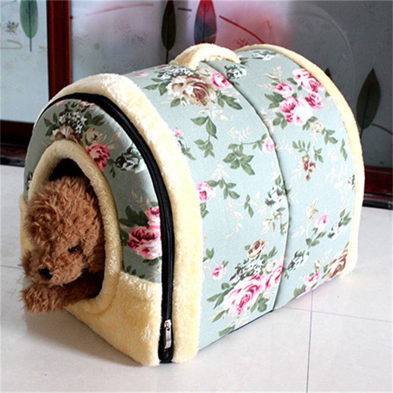 KFX-8607549 Cozy Removable and Washable Thick Cat and Dog Kennel in Floral Design