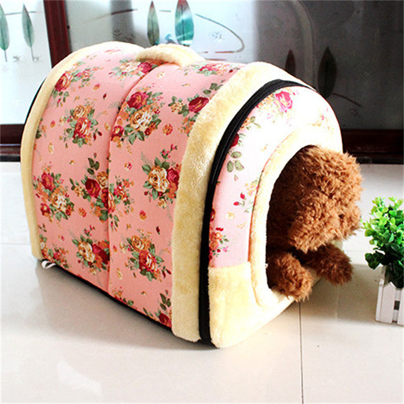 KFX-8607549 Cozy Removable and Washable Thick Cat and Dog Kennel in Floral Design