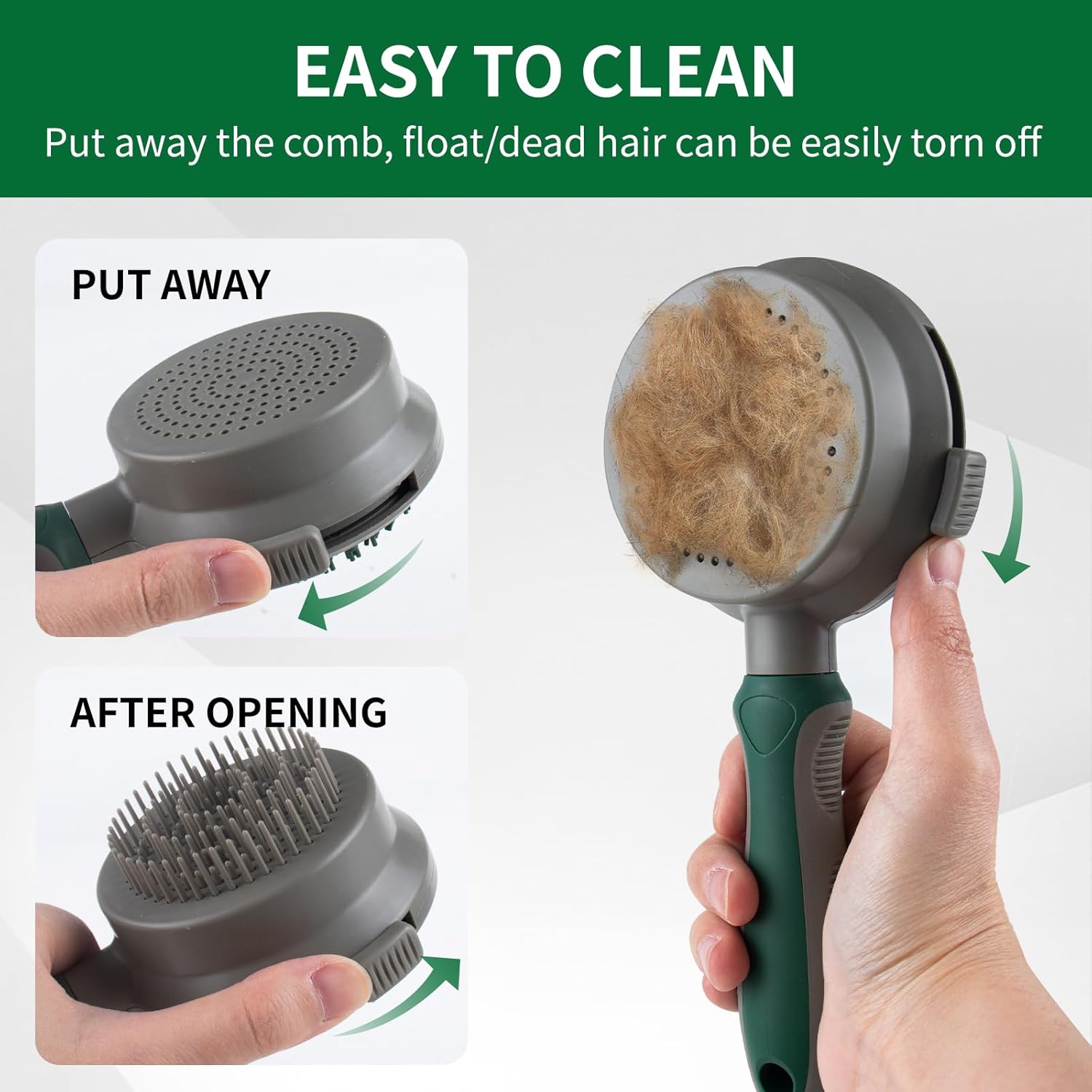 KFX-8610749 2in1 Cat and Dog Grooming Brush with Soft Rubber Pins for Bathing, Shedding, and Massaging Long-Haired Pets