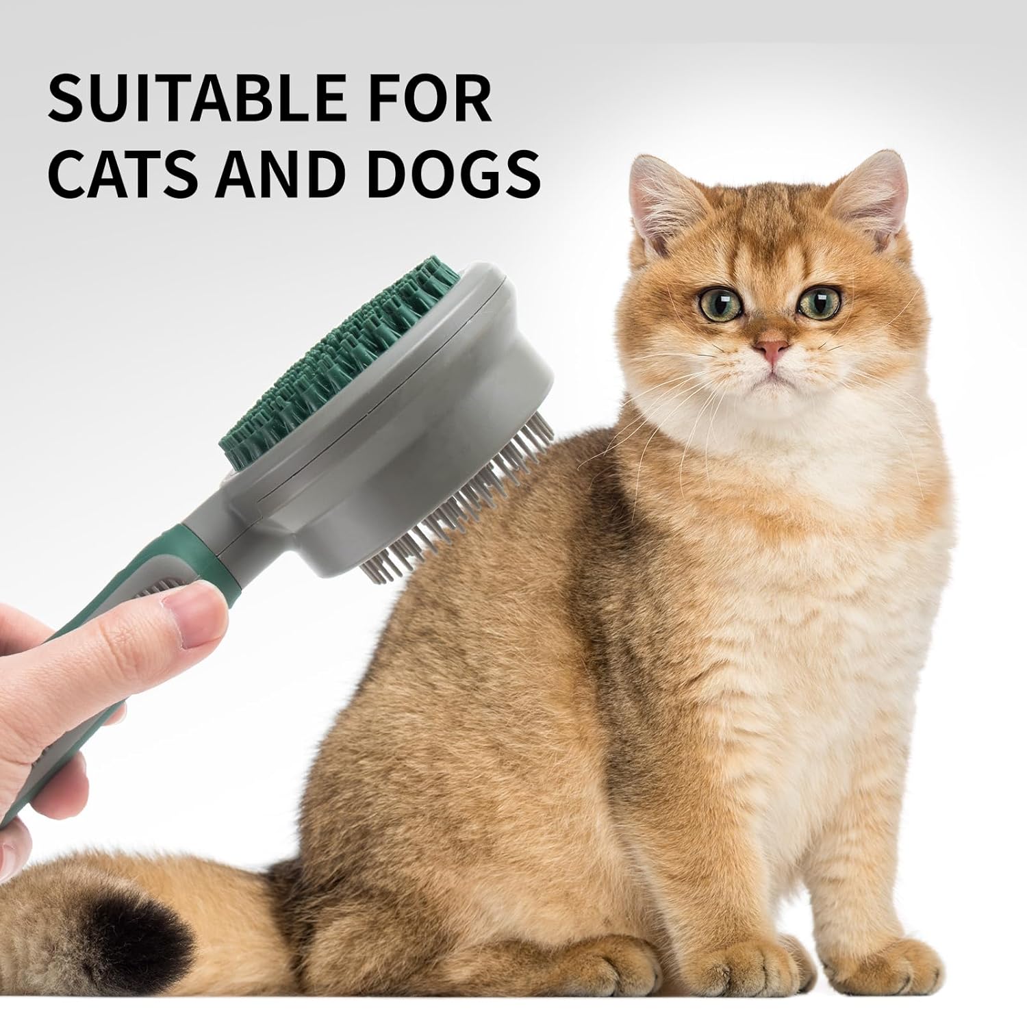 KFX-8610749 2in1 Cat and Dog Grooming Brush with Soft Rubber Pins for Bathing, Shedding, and Massaging Long-Haired Pets
