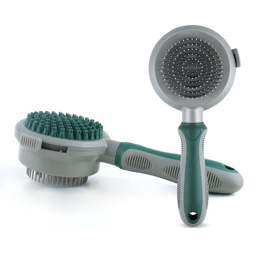KFX-8610749 2in1 Cat and Dog Grooming Brush with Soft Rubber Pins for Bathing, Shedding, and Massaging Long-Haired Pets
