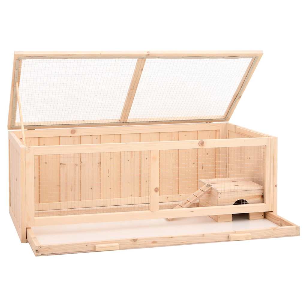 KFX-8614845 Solid Fir Wood Hamster Cage with Wire Mesh Roof – Ideal for Small Pets, Easy to Clean, 104x52x38 cm