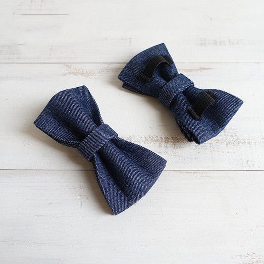 KFX-8615485 Denim Bow Tie for Pets - Adjustable Sizes XS to XL, Polyester Material